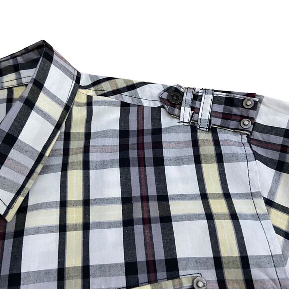 Smoke Rise Men Plaid Button Up Roll Up Long Sleeves Shirt Size 3XL 100% Cotton - Picture 5 of 16